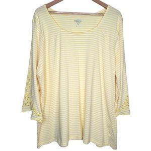 Hillary & Hanson Yellow Striped Top, Size 3X